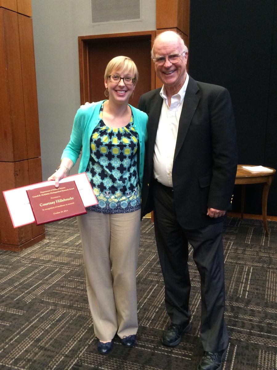 Courtney Hillebrecht receives Carroll. R. McKibbin Distinguished Research Award