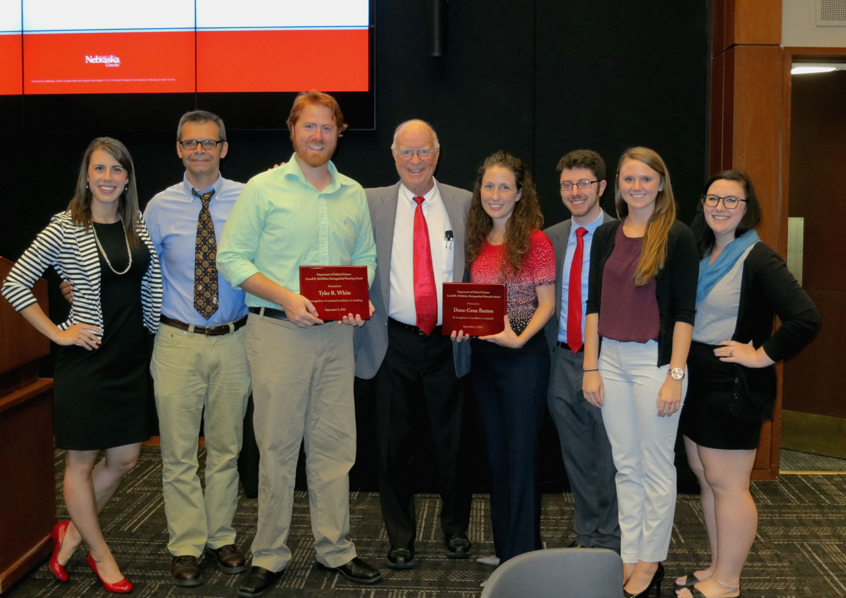 Photo Credit: Political science students and faculty standing around award recipients