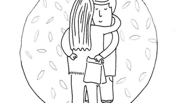 Illustration of two people hugging